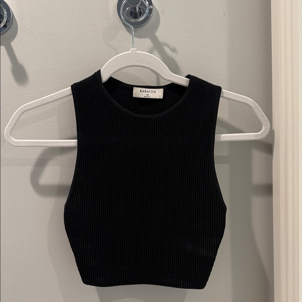 Aritzia Black Sleeveless Ribbed Top